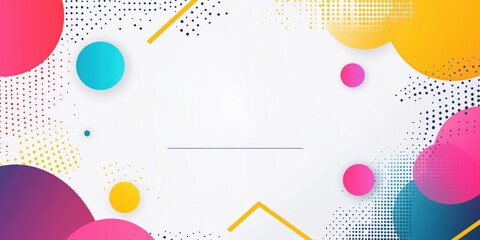 Abstract colorful geometric shapes background with dotted halftone effects on white canvas modern design concept