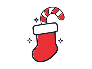Christmas stocking with candy cane