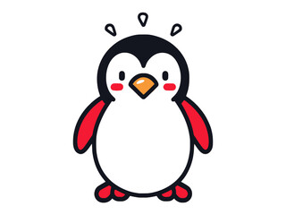 Cute cartoon penguin, surprised