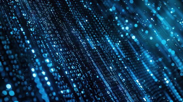 Binary computer code   Matrix Blue Abstract background