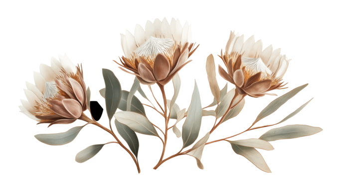PNG proteas flower isolated on a white background