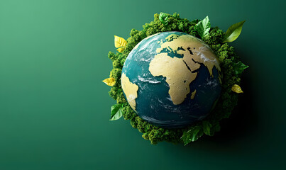 earth with green environment for earth day copy space
