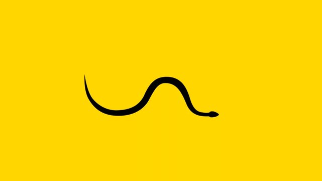 Animation with a snake on the yellow background (seamless loop)