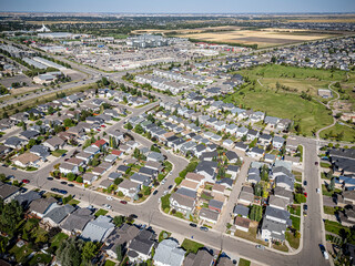 Aerial Drone View of Willowgrove Neighborhood in Saskatoon, Saskatchewan