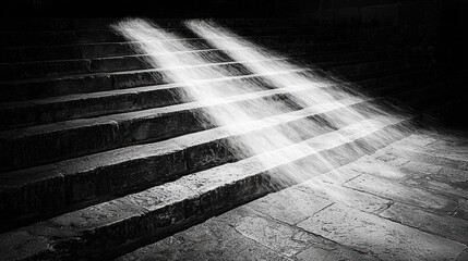 Light waves tracing over old stone steps in a city square