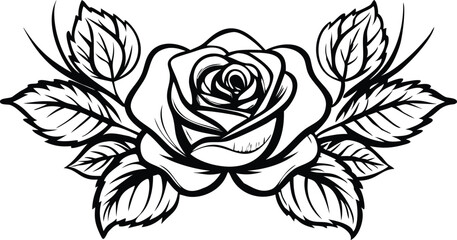 black and white rose vector illustration. 