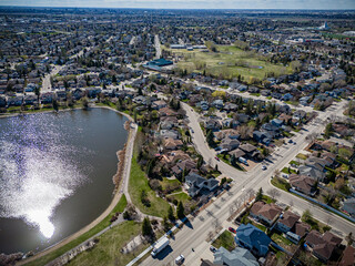 Aerial Drone View of Erindale Neighborhood in Saskatoon, Saskatchewan