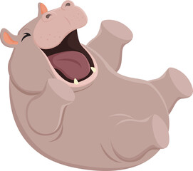 Hippo pygme laugh character illustration design