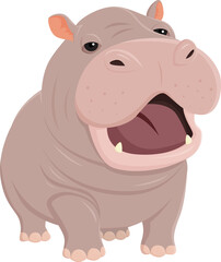 Hippo pygme Yawn character illustration design