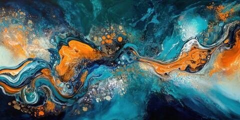 Fluid abstract background with swirling liquid patterns in bold hues, evoking a sense of movement and energy