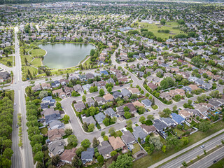 Aerial Drone View of Erindale Neighborhood in Saskatoon, Saskatchewan