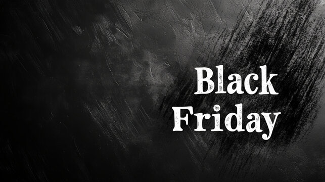 Black and gray textured background with white "Black Friday" and shadow effects