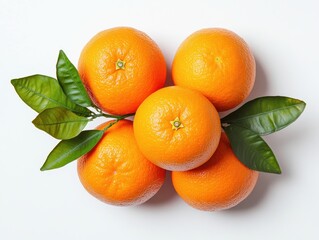 Fresh Oranges with Green Leaves Arrangement