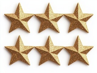 Obraz premium Five Shining Golden Stars on White Background