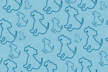 Illustration blue puppy dog background that repeats and seamless