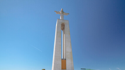 Jesus Christ monument in Almada, district of Lisbon, Portugal timelapse hyperlapse