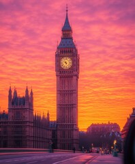 Obraz premium Historic Big Ben Clock Tower at Sunset