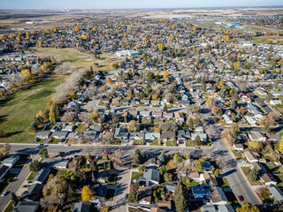 Aerial Drone View of Fairhaven Neighborhood in Saskatoon, Saskatchewan