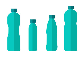 Set color bottles water. Vector icon flat.