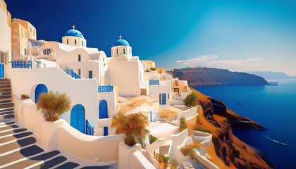 white architecture on santorini island greece famous travel destination generative ai