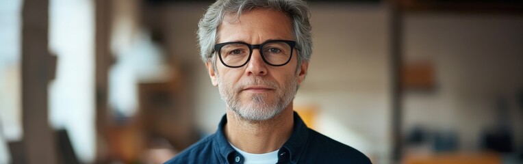 Obraz premium Confident middle-aged business man wearing glasses in office