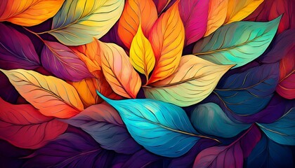 colorful leaves texture unusual floral background generative ai