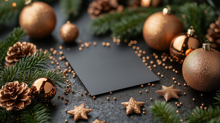 An elegant corporate flyer for a holiday party with minimalistic festive graphics and RSVP details