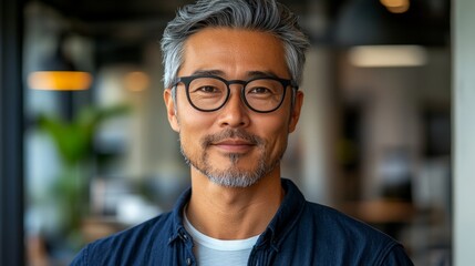 Obraz premium Confident middle-aged business man wearing glasses in office