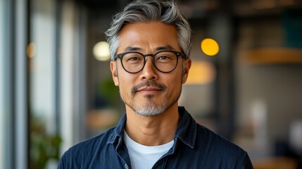 Fototapeta premium Confident middle-aged business man wearing glasses in office