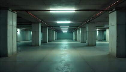 Fototapeta premium Underground parking garage with copy space