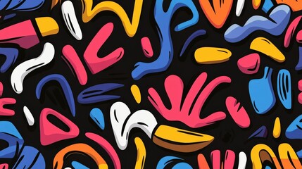 Obraz premium Colorful abstract graffiti patterns showcase vibrant street art creativity