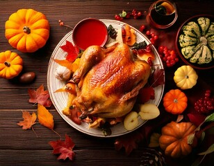 Dinde rôtie sur une table de fête - Noël, Thanksgiving
