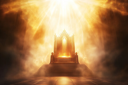 The throne of god that comes from heaven with bright light behind.	
