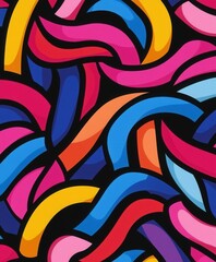 Obraz premium Vibrant graffiti mural featuring colorful abstract patterns on city wall