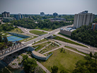 Aerial Drone View of Nutana Neighborhood in Saskatoon, Saskatchewan