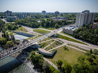 Aerial Drone View of Nutana Neighborhood in Saskatoon, Saskatchewan