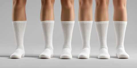 weiße Socken an Füßen in eleganter Anordnung

