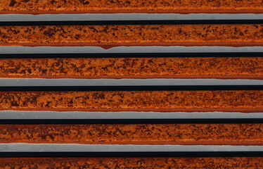 Close-up of Rusted Metal Slats with Texture