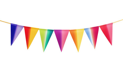 Rainbow Banner Bunting with multicolor pennant flags for a colorful white background
