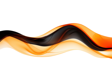 Abstract black and orange shape isolated on transparent background