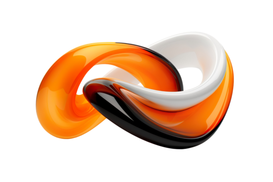 Abstract black and orange shape isolated on transparent background