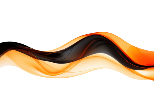 Abstract black and orange shape isolated on transparent background