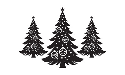 christmas silhouette vector Lorry and Fir Tree