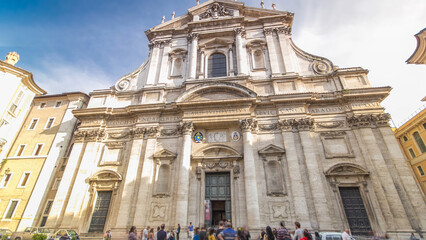 Obraz premium The baroque Church of Saint Ignatius of Loyola at Campus Martius timelapse hyperlapse in Rome, Italy