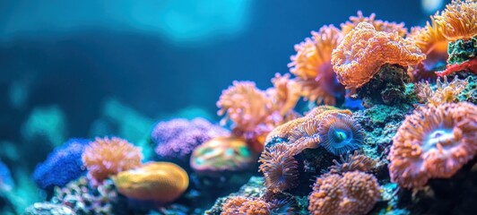 Naklejka premium Vibrant Underwater Coral Reef Scene