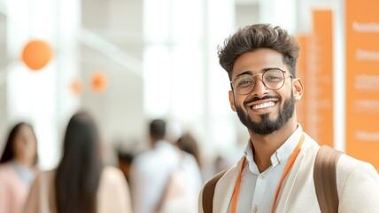 Obraz premium A group of young Indian professionals networking and engaging in conversation at a business conference