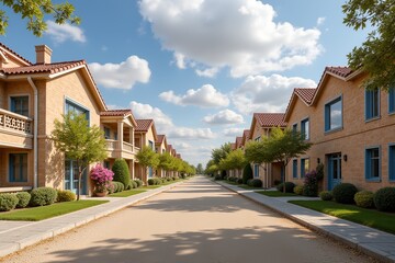 A street of houses in a small town