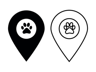 Obraz premium Pet Location Pin Icons with Paw Print Design