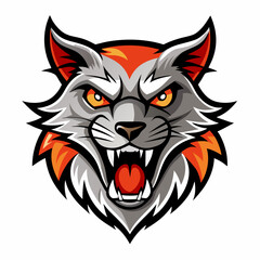 Cat roaring head logo vector illustration On White Background