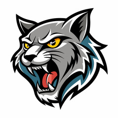 Cat roaring head logo vector illustration On White Background